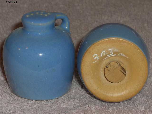 Jug shakers glazed sky blue marked